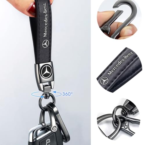 Image of TACOMA Genuine Leather Car Keychain Key Chain for Men and Women Family Present Key Ring Accessories(Black)