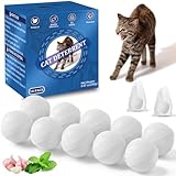 VITAFOR Cat Deterrent Outdoor, 10 Pack Natural Peppermint Oil Cat Deterrent Balls Outdoor Indoor Keep Cats Out of Yard Garden Lawn Prevent Scratch and Chew (Snow)