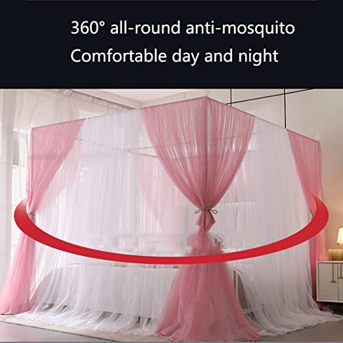 Mosquitera con 4 dosel para cama grande de dos metros decorativa rosa de dormitorio 3