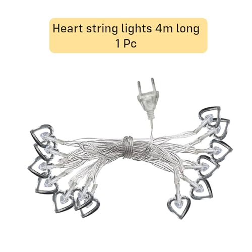 Image of Party Propz Heart Shape Lights for Decoration - 1 Pc, 4m, 8 Led, Heart String Light for Decorations, Decorative Lights for Home, Led Lights for Home Decoration (Corded, Warm White Glow)