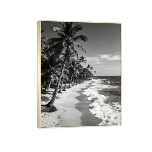 Tableau Décoration Murale Plage Arbre 2 Cadre Argenté Premium 30x40cm