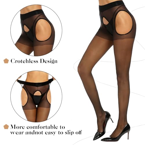 Suspender Tights for Women Sheer Garter Pantyhose Control Top Thigh High Stockings4