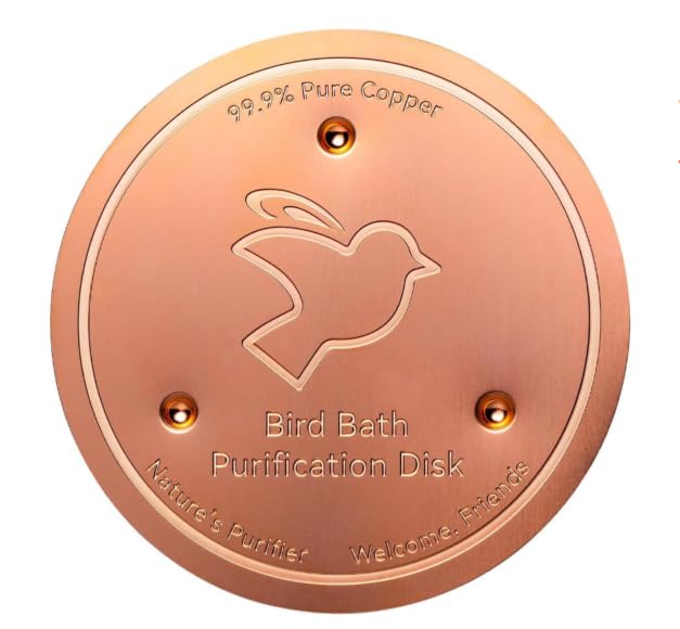 99.99% Pure Copper Purification Disk for Bird Bath Clean, Birdbath Cleaner 0.5cm Self-Cleaning Design Keeps Water Fresh, Fit for Outdoor Birdbaths & Bowls, Bird Bath Fountains about 3.94 in.Diameter