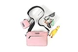 wasserdichte Leckerlibeutel für Hunde, Dog Walking Bag, integrierter Kotbeutelspender, verstellbare Umhängetasche (Pink)