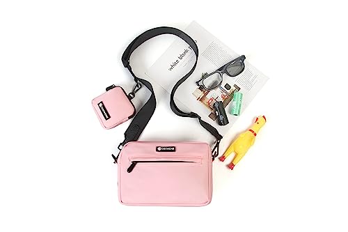 wasserdichte Leckerlibeutel für Hunde, Dog Walking Bag, integrierter Kotbeutelspender, verstellbare Umhängetasche (Pink)