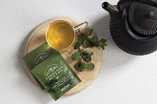 Image of Timeless Blends by The Hillcart Tales Indian Holy Basil Green Tea Bags 100 Pieces, Premium Tulsi Green Tea Leaves With Organic Detox Hint of Vegetal Notes, Stimulating & Calming Ingredients, 200 gms