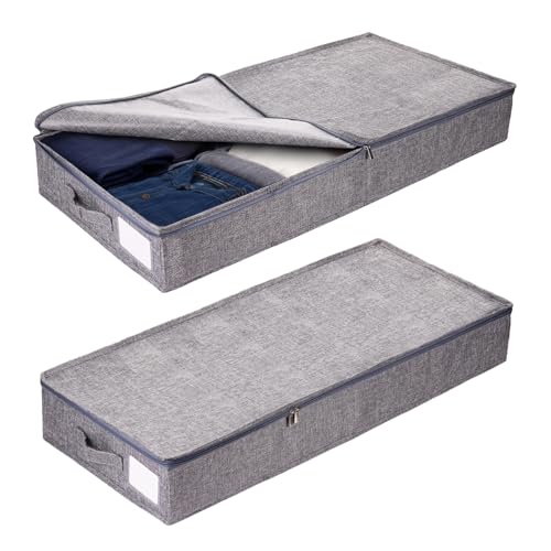 Hahorpa 2uds Cajas Almacenaje Bajo Cama, Plegable Bolsas Almacenaje Ropa con Cremallera 85 x 40 x 12cm, Caja Organizadora con Soporte Lateral e Inferior para Ropa Zapatos y Ahorrar Espacio