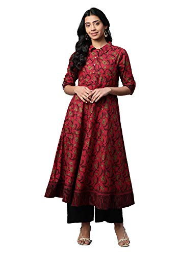 Yash Gallery Women's Indian Style Cotton Floral Printed Anarkali Kurta For Summer3