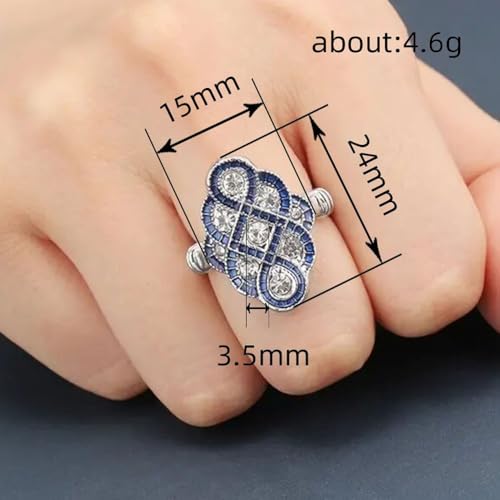 White Gold Plated Blue Cubic Zirconia Engagement Rings Wedding Bridal Band Promise Rings Evening Parties Anniversary Valentine's Day Gifts Eternity Bands for Women2