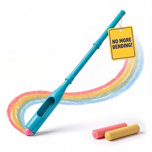 Sidewalk Chalk Holder for Kids and Toddlers Stand-Up Outdoor Chalk Stick Adjustable 24-36in Reach Patented Includes 2 Chalks | Teal