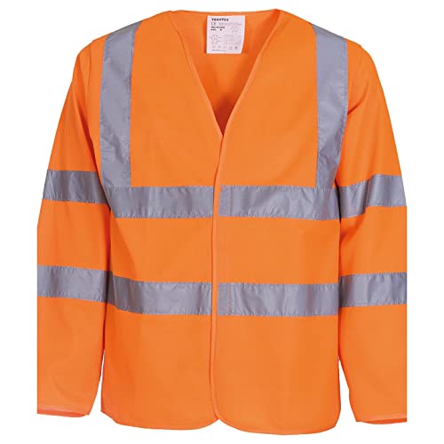 Image of Yoko Mens Hi-Vis Long Sleeve Waistcoat / Jacket (2XL) (Hi Vis Orange)