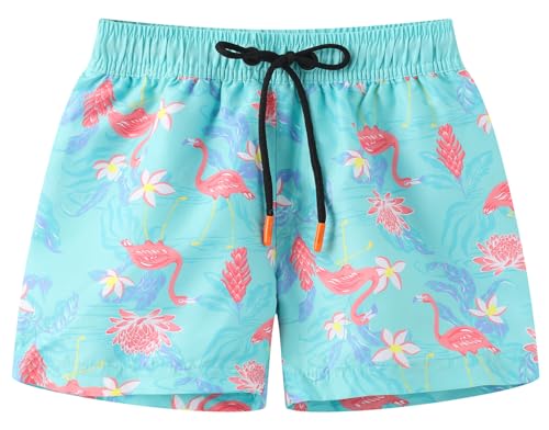 Toddlers and Baby Boys\' 3-Piece Rashguard Sets Swimsuits Sets with Hat Surfing Swimwear Sunsuit UPF 50+Flamingo(3-4T) - Thumbnail 3