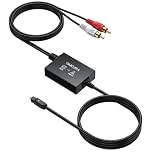 TAIKURA Analog to Digital Audio Converter Plug and Play RCA to Optical ADC Converter, 48KHz PCM Output, with 1.1 M RCA and 1 M Optical One-Piece Cable for Turntable CD Player to Soundba