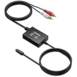 TAIKURA Analog to Digital Audio Converter Plug and Play RCA to Optical ADC Converter, 48KHz PCM Output, with 1.1 M RCA and 1 M Optical One-Piece Cable for Turntable CD Player to Soundbar