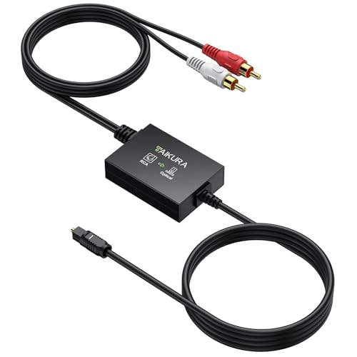 TAIKURA Câble RCA vers optique, Convertisseur audio analogique vers numérique avec câble optique Fibre optique 1 m + RCA 1,1 m