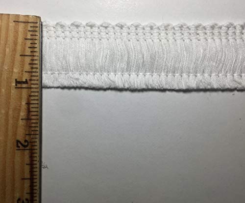 1" Cotton Brush Fringe Trims - 20 Continuous Yards- Made In Usa (White) #TOP1