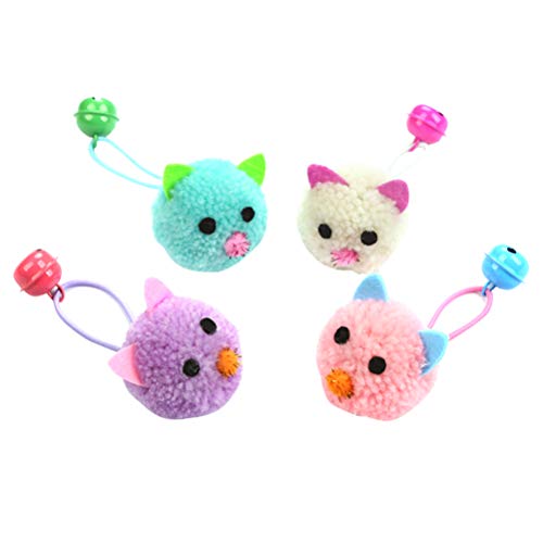STOBOK Brinquedos de bola de gato com sino de pelúcia, rato, gato, mastigar, pompom, brinquedo de pe