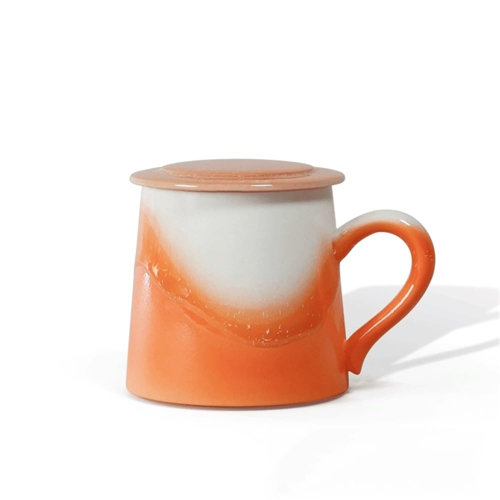 Kubek do herbaty Zestaw kubków pomarańczowych 1 szt., ceramiczny kubek do kawy z pokrywką, pojemność 11,5 uncji dla mężczyzn i kobiet, biura, latte, styl amerykański