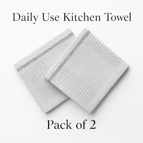 Image of 100% Cotton Multi-Purpose Kitchen Cleaning Cloth - Wet & Dry Use - 18 x 28 Inches (Set of 2) - Solid White Towel for Mopping, Dusting, and General Cleaning