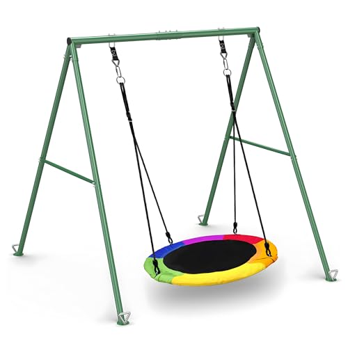 PACEARTH 440lbs Capacity Flying Saucer Swing Set with...
