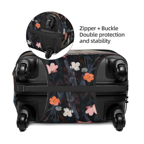 Cute Ghost With Flowers Elastic Travel Luggage Covers Dustproof Scratch-Resistant Suitcase Protector Fit 22-24 Inch2