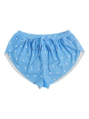 Image of MakeMeChic Women's Pajama Bottoms Floral Print Tie Front Micro Short Side Slit Summer Lounge Shorts