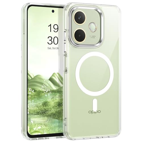 DOMAVER Funda Magnética para OPPO A5 Pro 5G 6,67 Pulgadas, Compatible con mag-Safe, Anti-Arañazos, Parachoques Antigolpes,Protectora Grado Militar, Ultra Fino, Transparente
