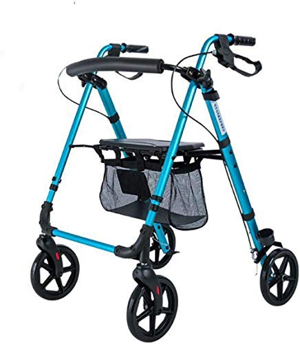UYDJAKX ウォーキングフレーム 調節可能 折りたたみ式 高齢者、ポータブルハンドブレーキプッシュチェアスクーター、障害者用モバイルエイド(カラー:ブルー) 星の光