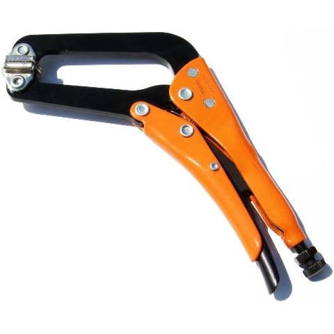 Grip-On 233A06 6-Inch Angled Self-Adapting Jaws Locking Pliers with Swivel Tips in Orange Epoxy Cover