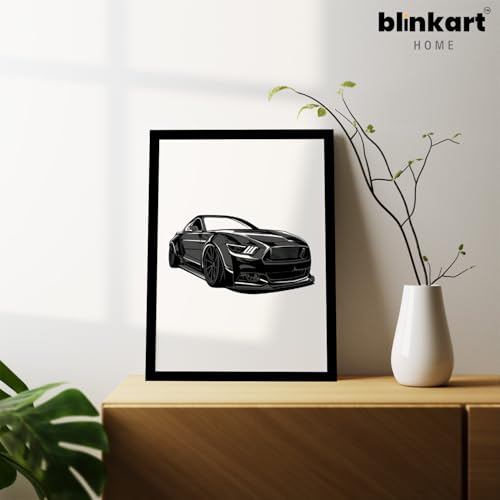 Image of BLINKART Ford Mustang Shelby GT500 CarFramed Posters Gift Items Boys Room Wall Decoration Bedroom Office Studio Synthetic Wood Frame & Acrylic Glass Ready to Hang - 12x8 Inch, (A4 Size) - CAR-002