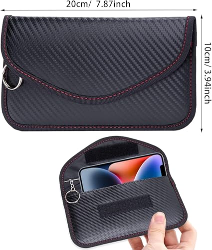 Image of 1PCS Black Striped Faraday Pouch, Anti-Theft Keyless Entry Protector, Signal Blocking Faraday Bag for Car Key Phone, Portable Storage Pouch for Men Outdoor Vehicle Safety