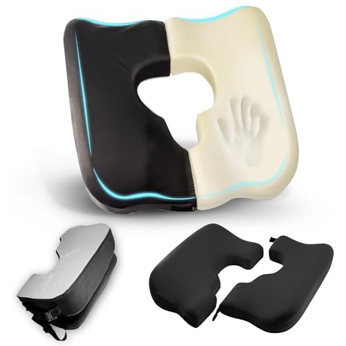 CATHRABO Bed Sore Cushions for Butt,Memory Foam Hemorrhoid Pillow for Sitting,T Shaped Opening Wheelchair Cushions for Pressure Relief, Donut Pillow for Bed Sores & Bedridden Pressure Sore,Black