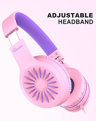 Image of ELECDER i45 On-Ear Headphones with Microphone - Foldable Stereo Bass Headphones with No-Tangle 1.5M Cord, 3.5MM Jack, Portable Wired Headphones for School /Kids /Teens /Smartphones /Travel /Tablet - Pink | Foldable Portable, 1.5M Cord Headphone Stereo Aux Jack 3.5mm Headset for Smartphones Chromebook Computer PC Airplane Travel