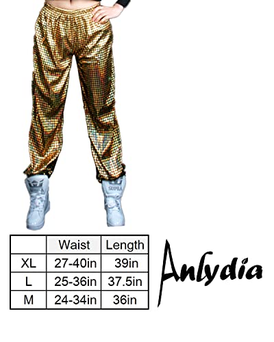 Anlydia Night Club Metallic Hologram Shiny Pants Party Trousers #TOP6