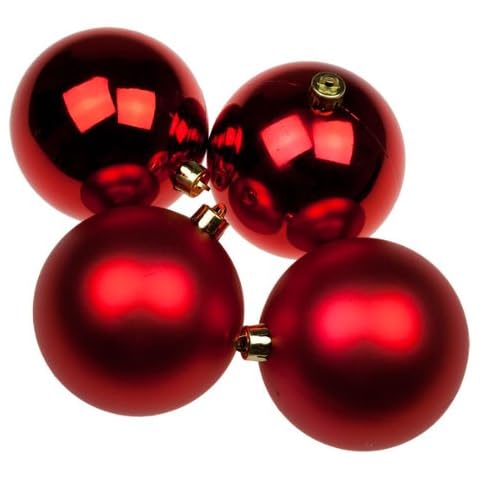 Decoris, 22167, Christmas Baubles, Shatterproof, Glossy and Matte, Red Cover