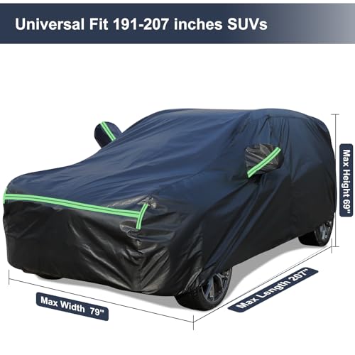 Wouvey All-Weather Universal SUV Car Cover - 191-207 Inches, Waterproof, Sun Protection, Reflective Strips, Oxford Material - Image 3