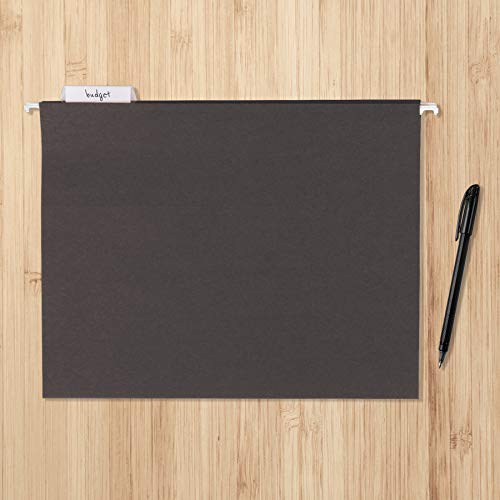 Image of Amazon Basics Hanging File Folders with Adjustable Tabs for Document Organization, Letter Size, 8.5x11 inches, Black, 25-Pack