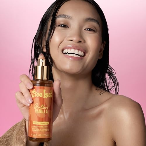 Image of Tree Hut Golden Vanilla Hair & Body Mist, Alcohol-Free Body Spray, 6 Fl Oz, (Pack of 12)