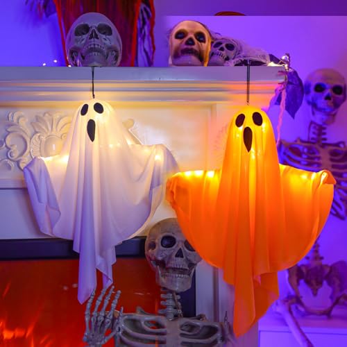 Halloween Decorations Halloween Decorations Outdoor Decor Hanging Lighted Glowing Ghost Scary Ghosts Decor for Yard Tree Lawn Garden Party 2PACK
