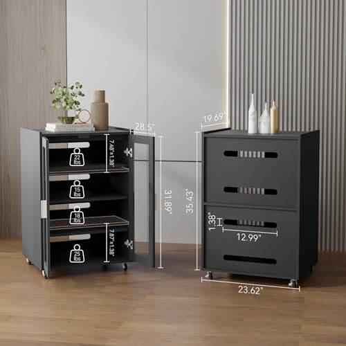 Elecwish US-IF047-BK-X Media Storage Cabinet, Audio-Video Media Stand,Stereo Cabinet With 4 Height-Adjustable Shelves, Av Cabinet Audio Rack With Glass Doors thumb #7