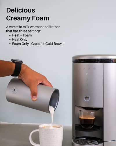 Spinn Coffee & Espresso Machine With Milk Frother, Smart Wifi Automatic Coffee, Cold Brew Machine, Automatic Coffee Foam Maker For Latte, Single Serve & Zero-Waste, Silver #TOP4