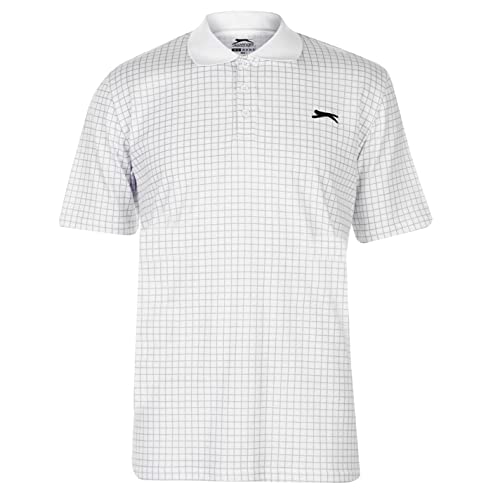 Preisvergleich Produktbild Slazenger Herren Golf Polo Shirt Kariert Kurzarm Weiß 4XL