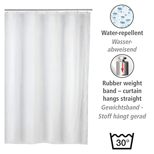 WENKO Shower curtain single-colour White - high-quality textile fabric, washable, Polyester, 120 x 200 cm, White - Image 3