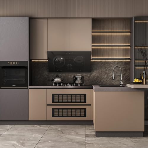 Alriedy 2x Lüftungsgitter Schwarz Aluminium 250x80mm-lüftungsgitter Kühlschrank,Belüftungsgitter Für Schränke/Küche/Badezimmer, Stilvoll Und Praktisch Einfach Montierbar