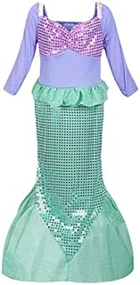 Kitimi Little Mermaid Costume Kids Princess Costumes for Girls, Ariel Fancy Dress Up Set, Mermaid Costume for Carnival Easter Birthday Party Cosplay Cartoon Summer Outfit (3-6 Years)