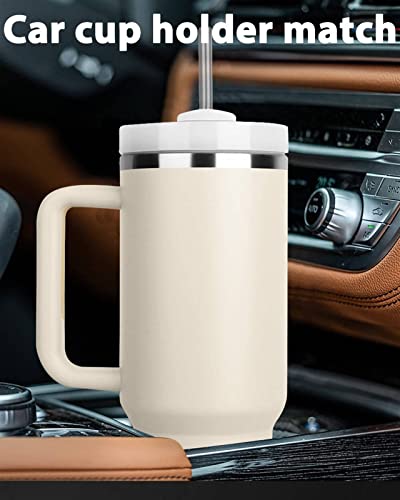 40 Oz Tumbler With Handle And Straw Lid Insulated Reusable Stainless Steel Water Bottle Travel Mug Iced Coffee Cup Travel Mug For Hot And Cold Beverages 40 Oz Tumbler With Handle (Color : Beige) #TOP3