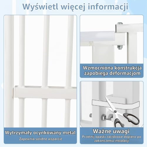 COSTWAY Kratka ochronna na drzwi dla psów, bardzo wysoka, 77-104 cm x 150 cm, kratka ochronna z małymi drzwiami, 2 rozszerzenia, kratka na drzwi bez wiercenia, wysuwana, kratka bezpieczeństwa