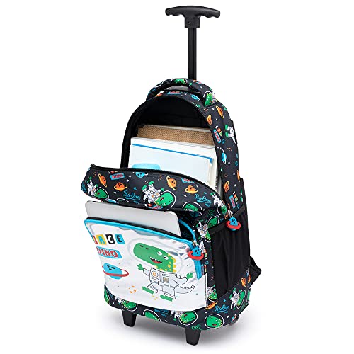 Kit Escolar Infantil Polo One Dino Astronauta Mochila de Carrinho Lancheira Térmica e Estojo