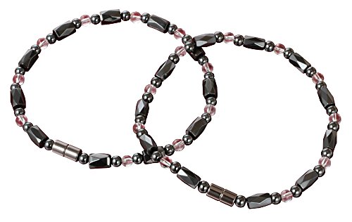 ハイリッチ パワーストーンアクセサリー ブラック Lサイズ 磁気水晶健康アンクレット 2個セット