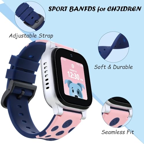 Image of BESINPO Designed for AT&T amiGo Jr Watch 2 /1 Band,Sport Soft Silicone Wristband Waterproof Breathable Replacement Strap for amiGo Jr Watch 1 /2 for Girls-Pink